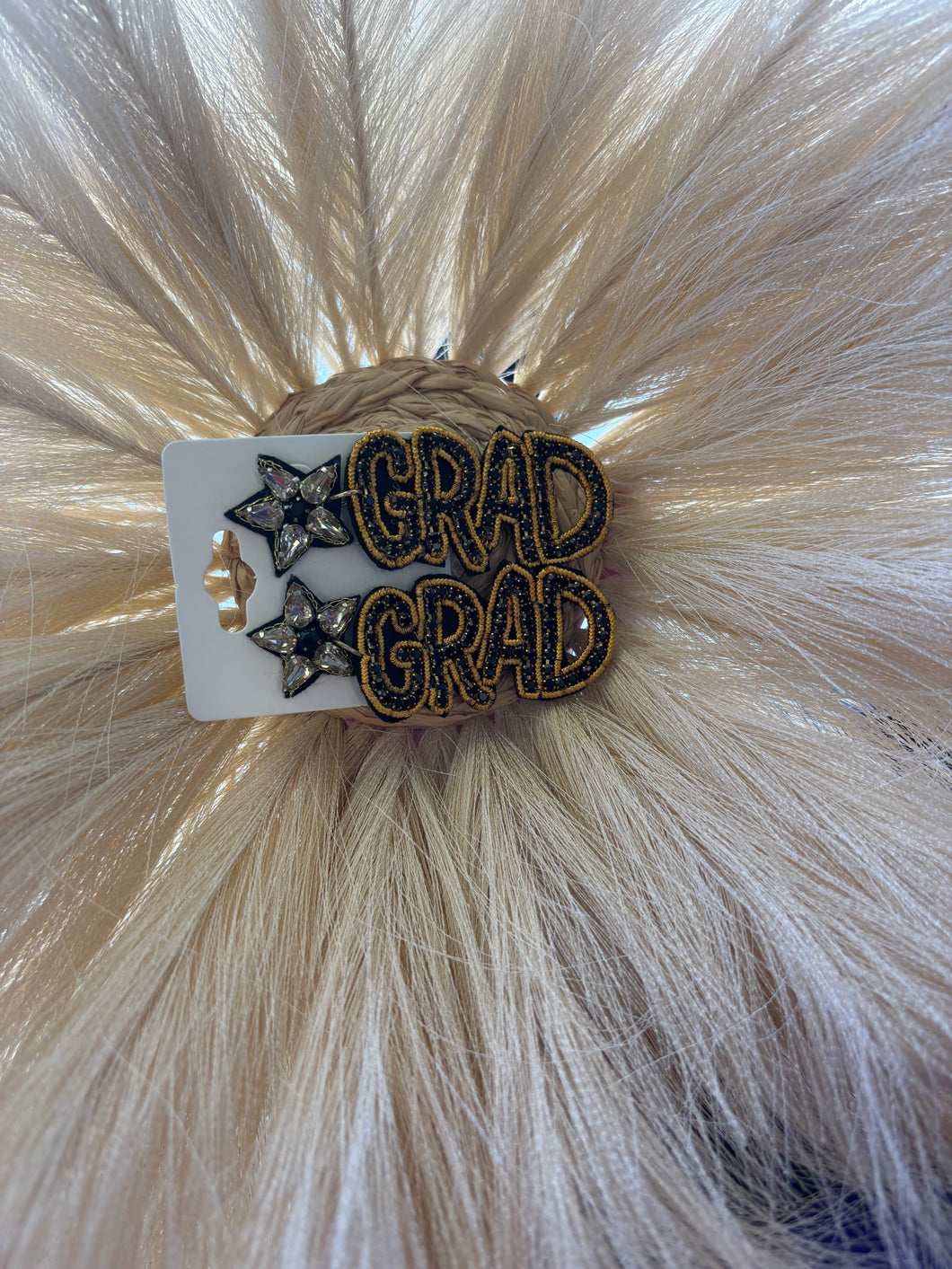 Grad Black Beaded Earrings