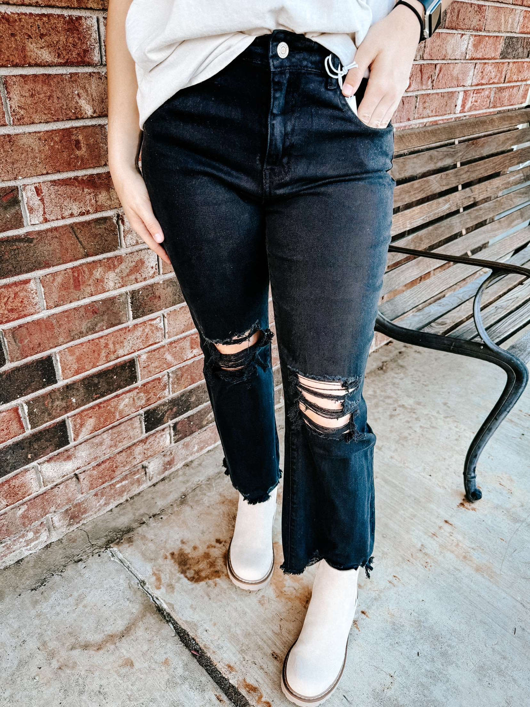 Black Distress Wash Jeans