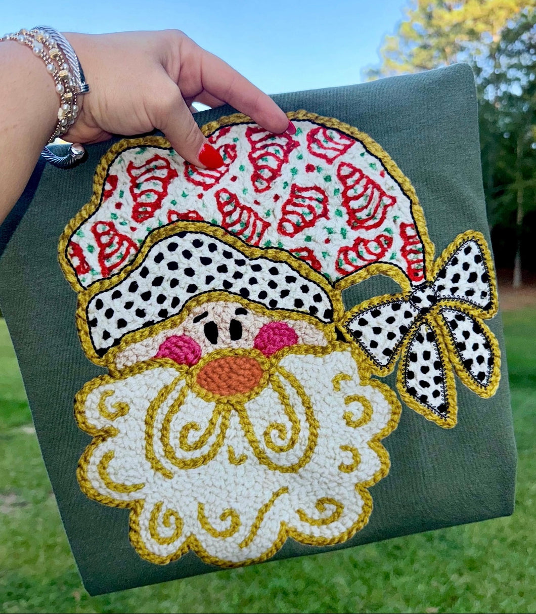 Christmas Cakes Santa Faux Yarn Graphic Tee