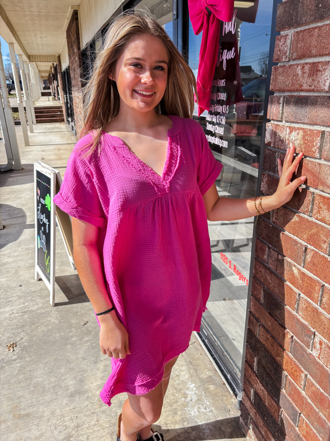 Spring Gauze Dress Pink