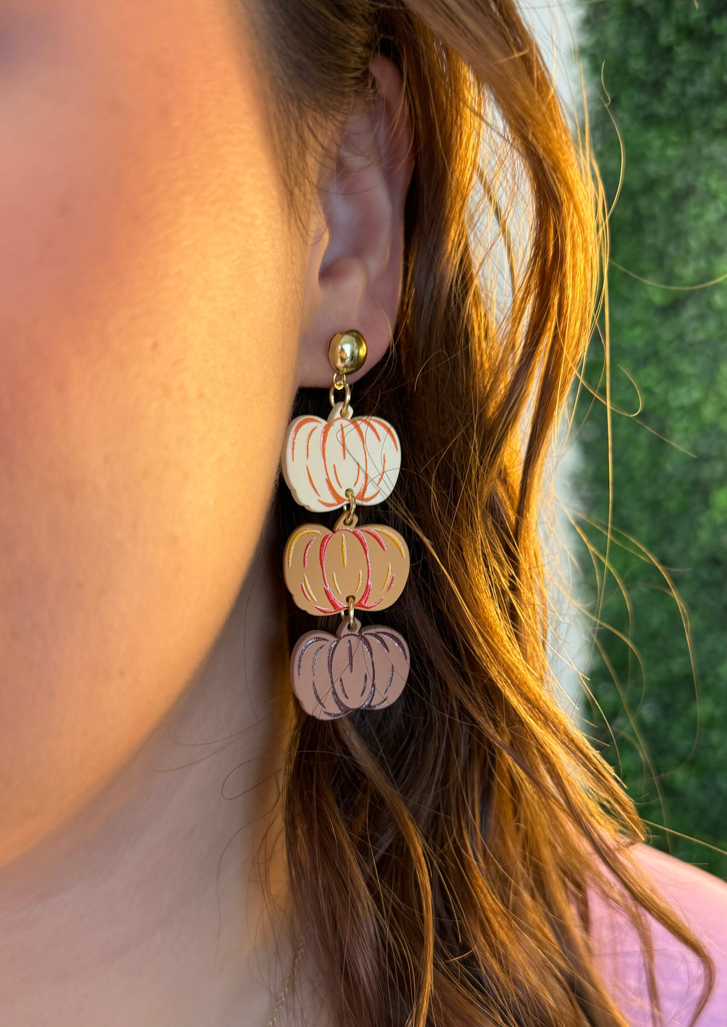 Pumpkin Dangle Earrings-Brown