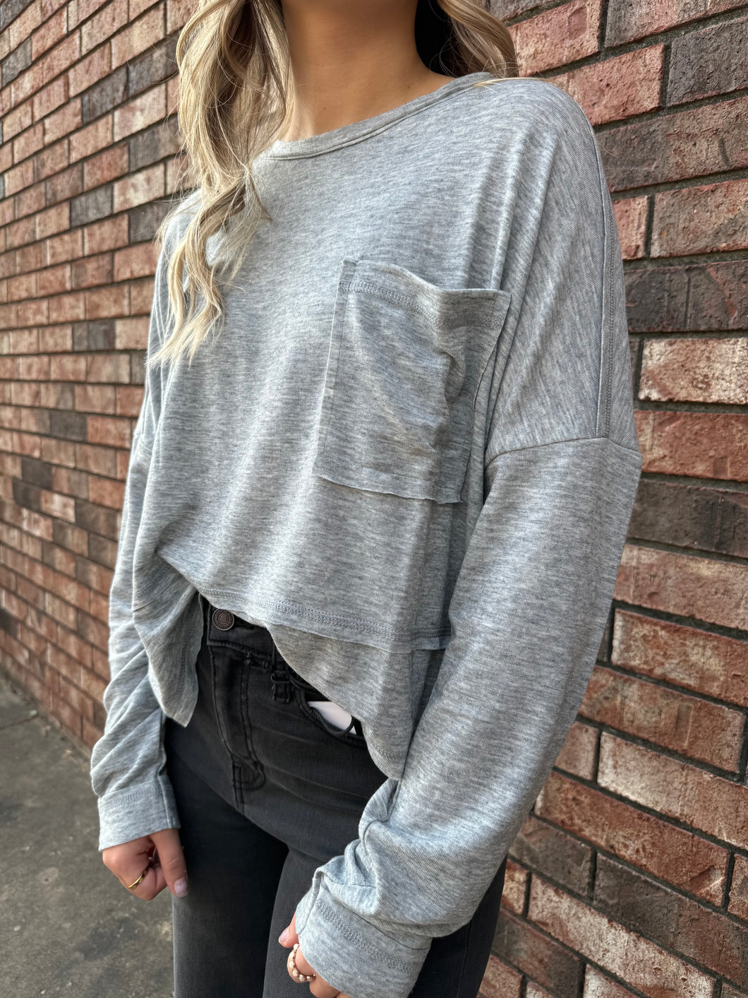 Morgan Pocket Basic Top Grey