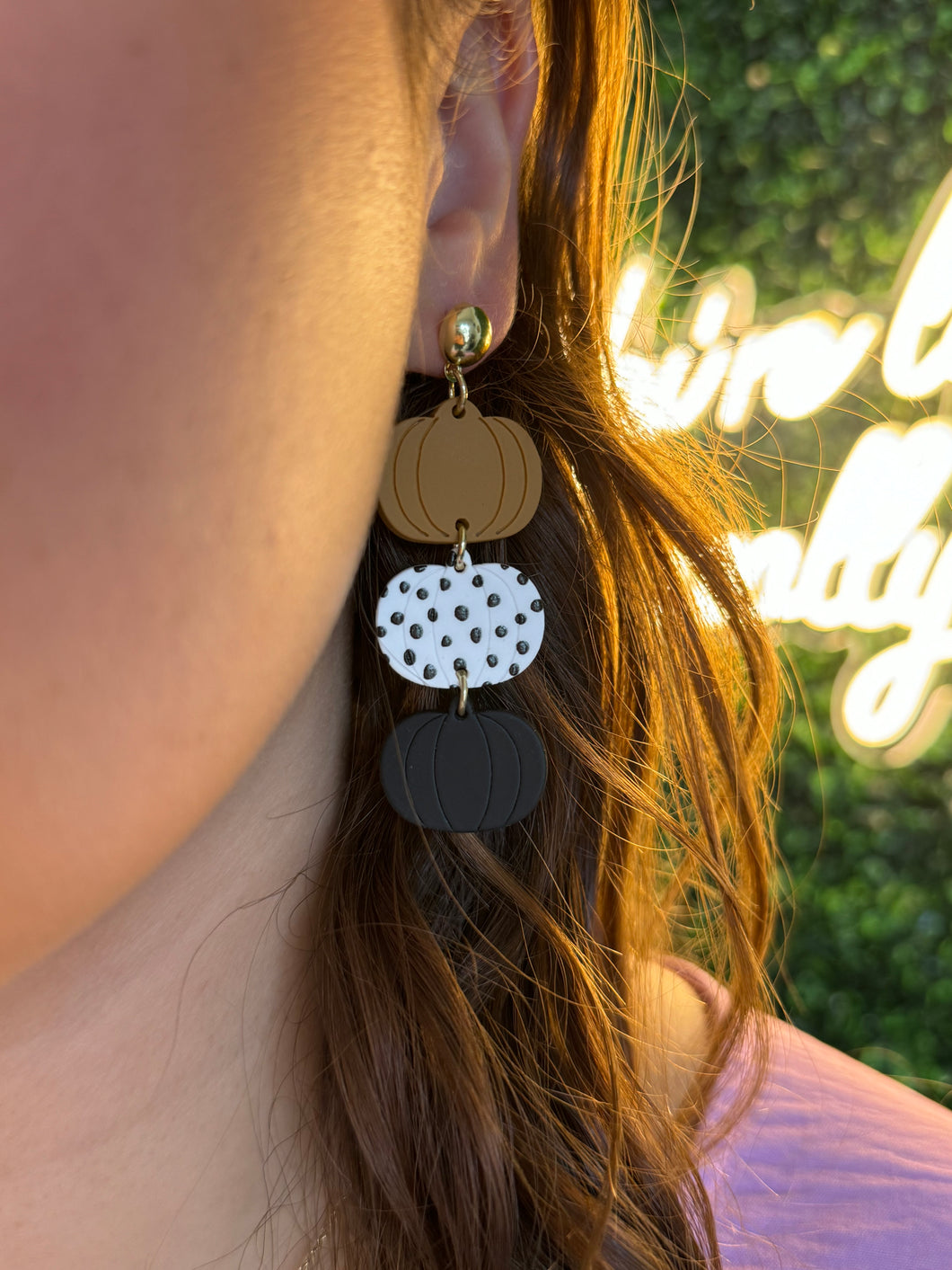 Pumpkin Dangle Earrings-Spots