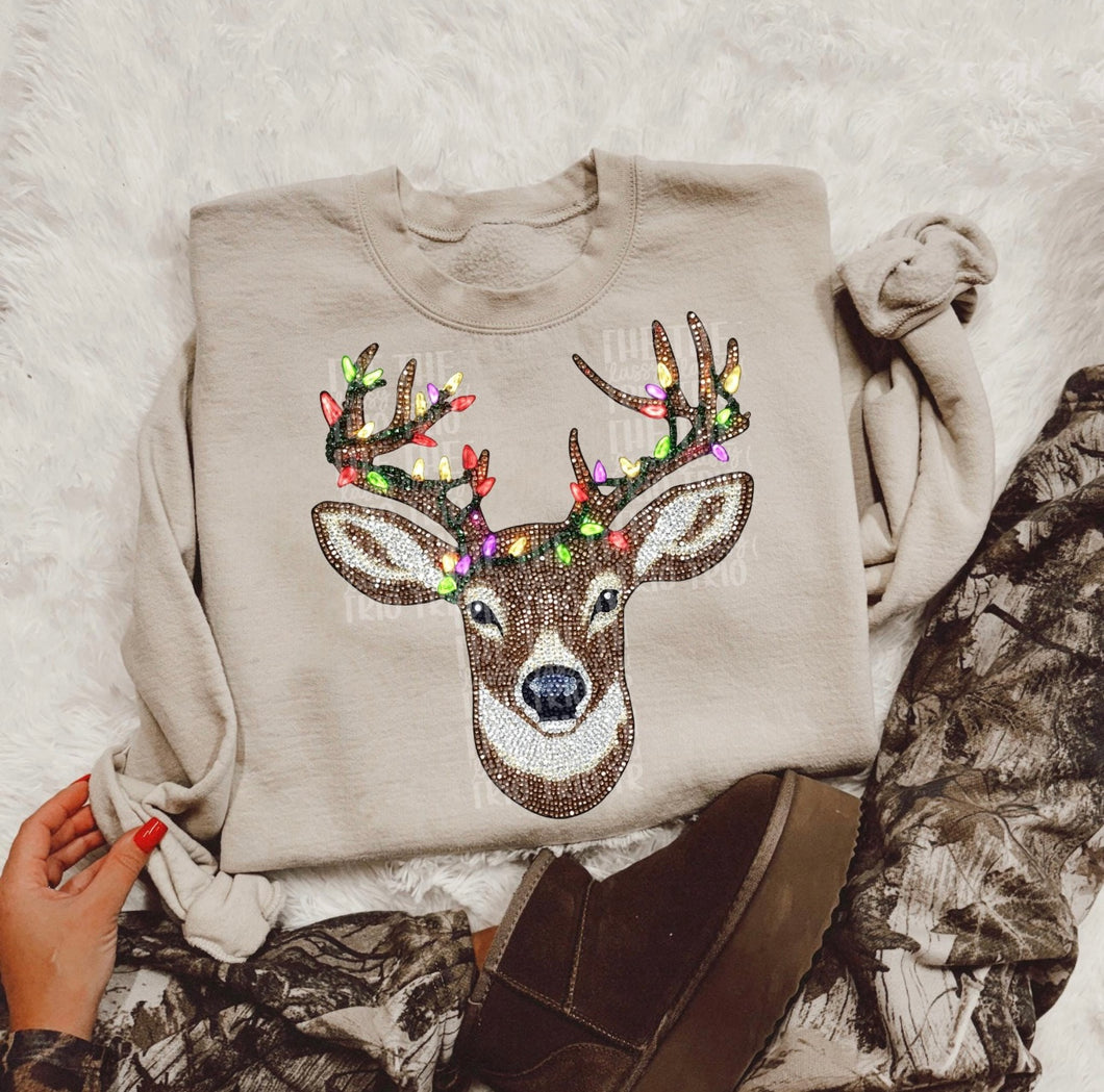 Rhinestone Deer Christmas Graphic Sweatshirt