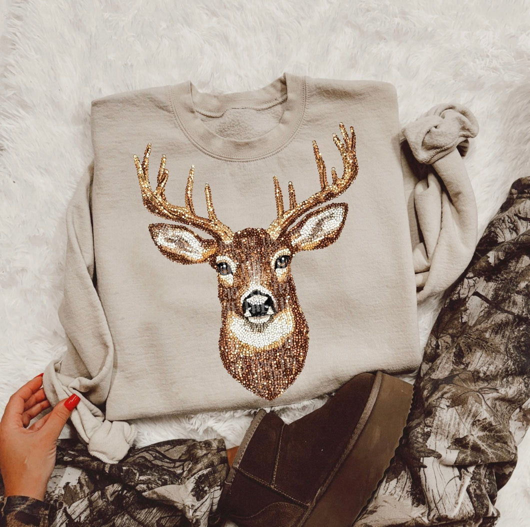 Sequin Deer Graphic Sweatshirt