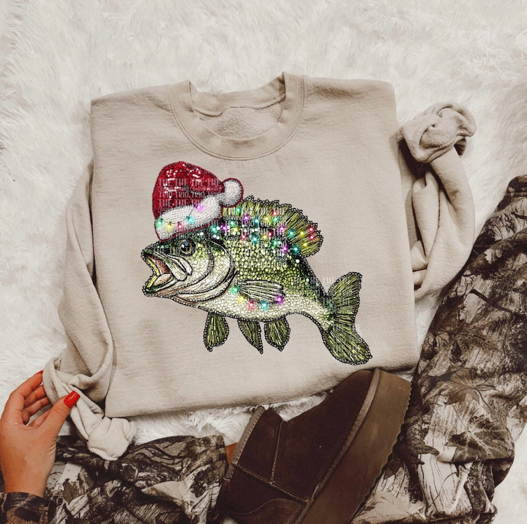 Rhinestone Fish Christmas Graphic Sweatshirt