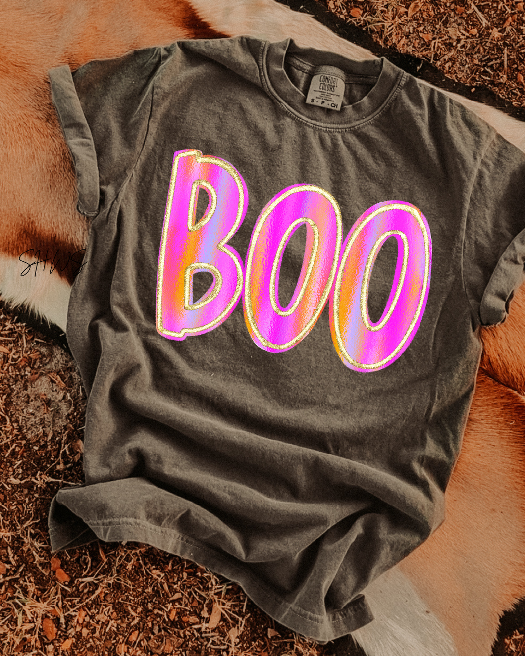 Boo Pink and Orange Graphic Tee
