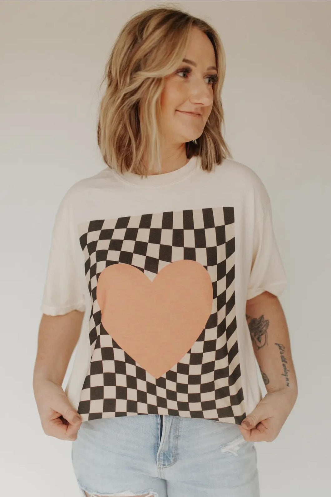 Checkered Hearts Graphic Tees