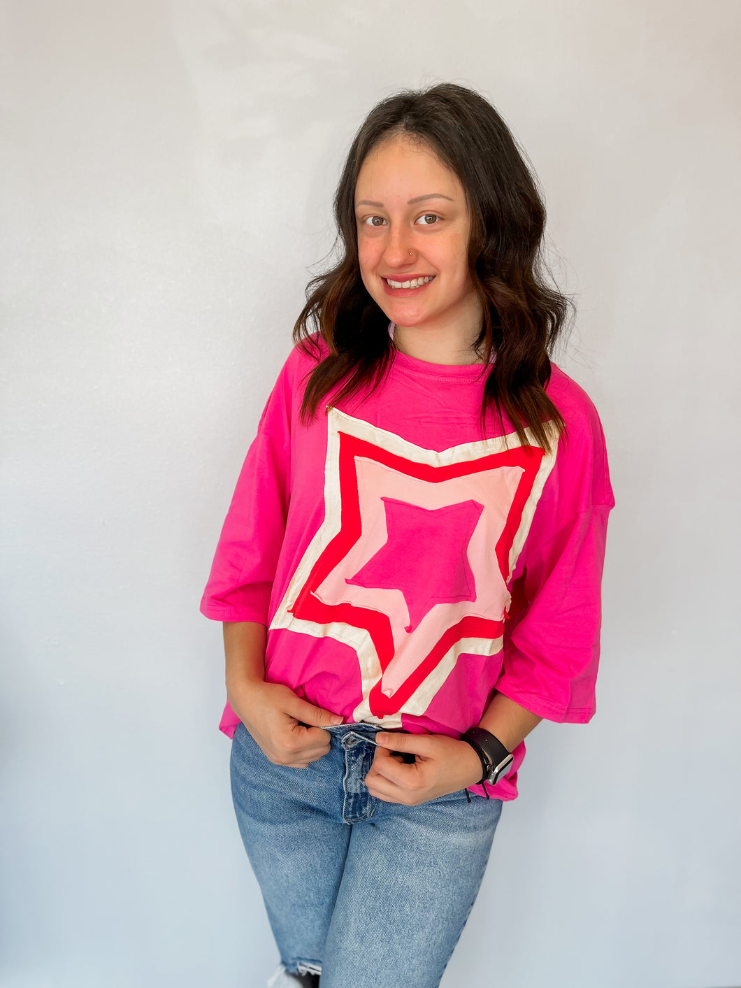 Star Colorblock Oversize Top